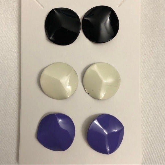 Metal Wavy Retro Earrings 3 Pack - Picture 1 of 6